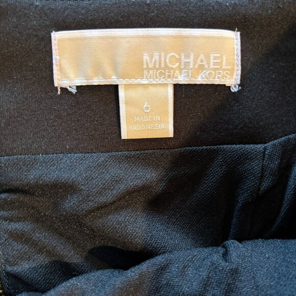 Michael Kors Knit Black Lined Pencil Skirt Gold Tone Zippers Size 6 - Picture 6 of 8